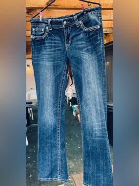 Miss Me Dark Faded Blue Flare Jeans